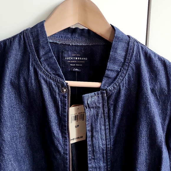 Lucky Brand Puffed Sleeve Zip-Up Denim Jacket - Size Small NWT - Picture 4 of 8